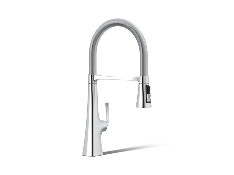 KOHLER K-22061 Graze Semi-professional kitchen sink faucet with three-function sprayhead, polished chrome