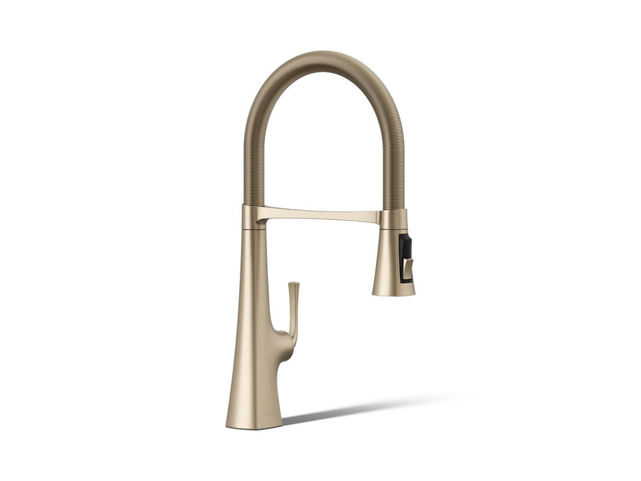 KOHLER K-22061 Graze Semi-professional kitchen sink faucet with three-function sprayhead, vibrant brushed bronze