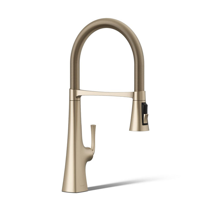 KOHLER K-22061 Graze Semi-professional kitchen sink faucet with three-function sprayhead, vibrant brushed bronze - view 4