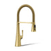 KOHLER K-22061 Graze Semi-professional kitchen sink faucet with three-function sprayhead, vibrant brushed moderne brass -...