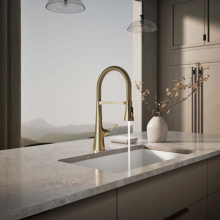 KOHLER K-22061 Graze Semi-professional kitchen sink faucet with three-function sprayhead, vibrant french gold - view 3