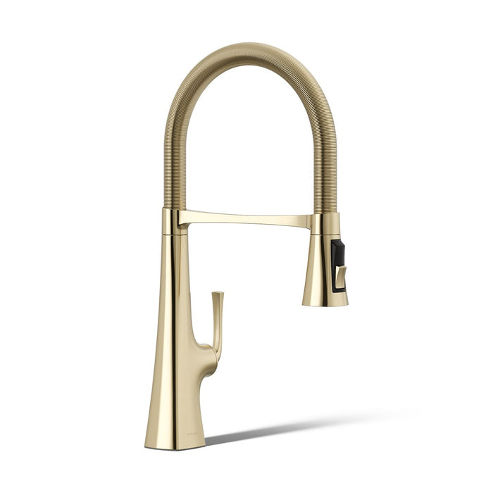 KOHLER K-22061 Graze Semi-professional kitchen sink faucet with three-function sprayhead, vibrant french gold - view 4