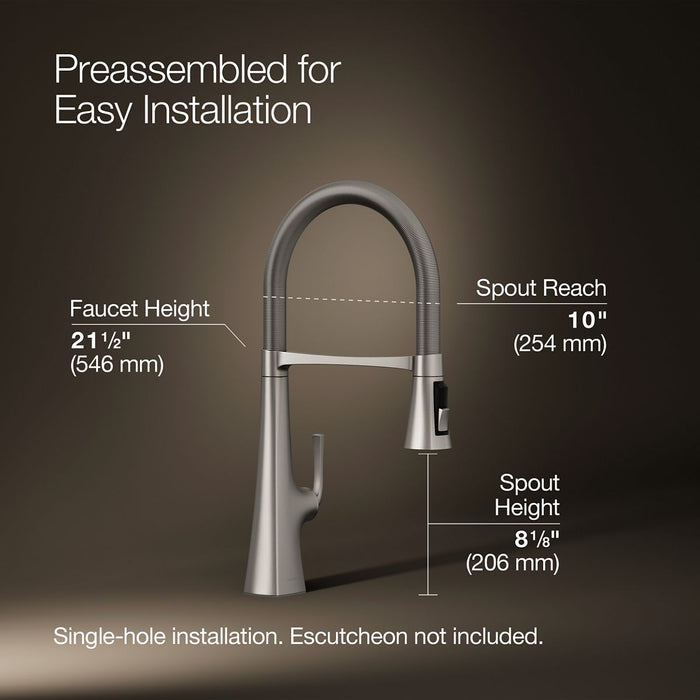 KOHLER K-22061 Graze Semi-professional kitchen sink faucet with three-function sprayhead