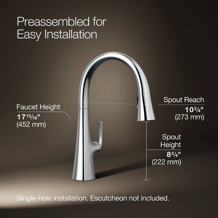 KOHLER K-22062 Graze Pull-down kitchen sink faucet with three-function sprayhead