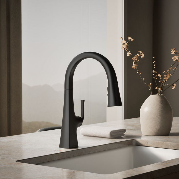 KOHLER K-22063 Graze Pull-down kitchen sink faucet with three-function sprayhead