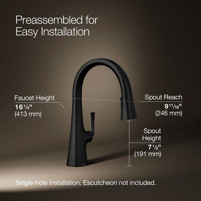 KOHLER K-22063 Graze Pull-down kitchen sink faucet with three-function sprayhead