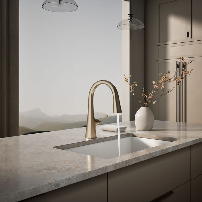 KOHLER K-22063 Graze Pull-down kitchen sink faucet with three-function sprayhead