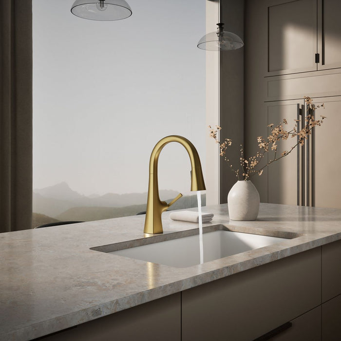 KOHLER K-22063 Graze Pull-down kitchen sink faucet with three-function sprayhead