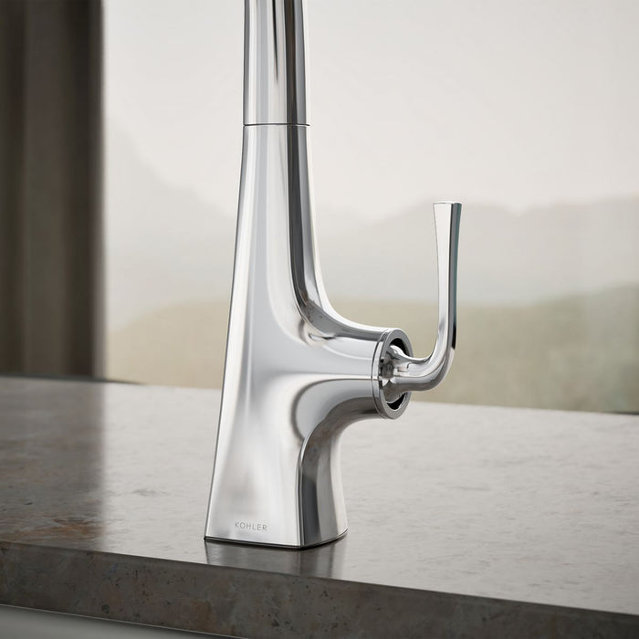 KOHLER K-22064 Graze Single-handle kitchen sink faucet with two-function side sprayer, polished chrome - view 5