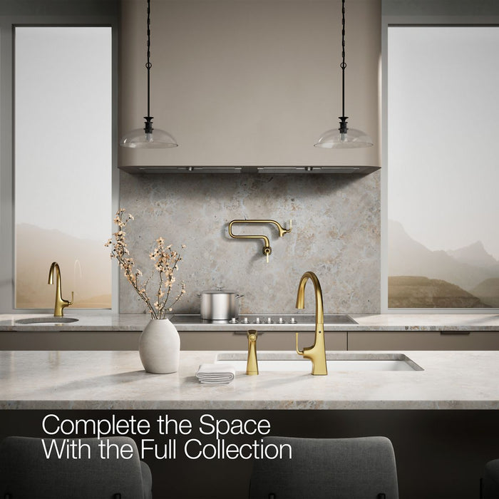 KOHLER K-22064 Graze Single-handle kitchen sink faucet with two-function side sprayer, vibrant brushed moderne brass - view 4