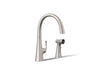 KOHLER K-22064 Graze Single-handle kitchen sink faucet with two-function side sprayer, vibrant stainless