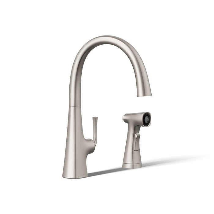 KOHLER K-22064 Graze Single-handle kitchen sink faucet with two-function side sprayer, vibrant stainless - view 4