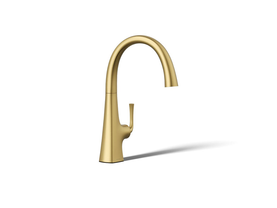 KOHLER K-22065 Graze Single-handle bar sink faucet, vibrant brushed moderne brass