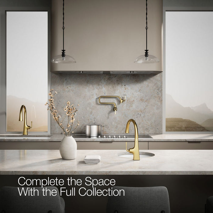 KOHLER K-22065 Graze Single-handle bar sink faucet, vibrant brushed moderne brass - view 2