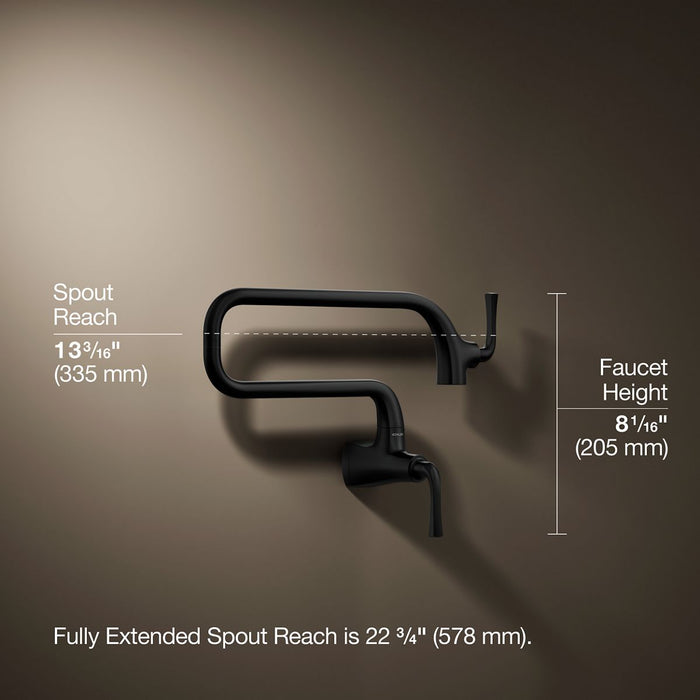 KOHLER K-22066 Graze Wall-mount pot filler, matte black - view 4