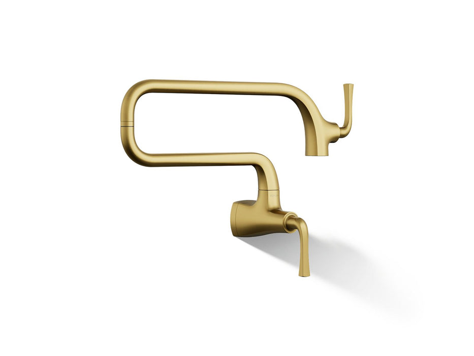 KOHLER K-22066 Graze Wall-mount pot filler, vibrant brushed moderne brass