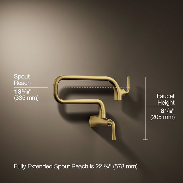 KOHLER K-22066 Graze Wall-mount pot filler, vibrant brushed moderne brass - view 4