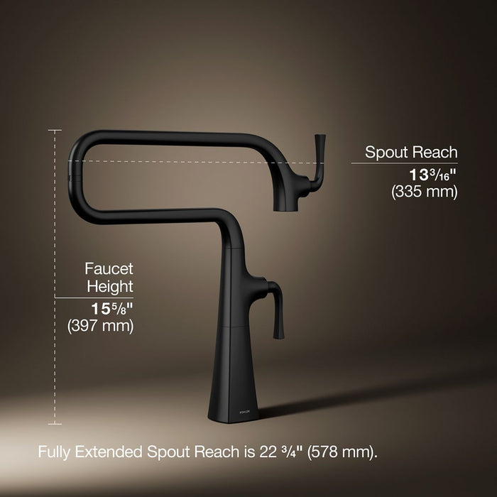 KOHLER K-22067 Graze Deck-mount pot filler, matte black - view 4