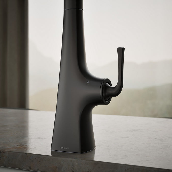 KOHLER K-22068 Graze Touchless pull-down kitchen sink faucet with three-function sprayhead, matte black - view 2