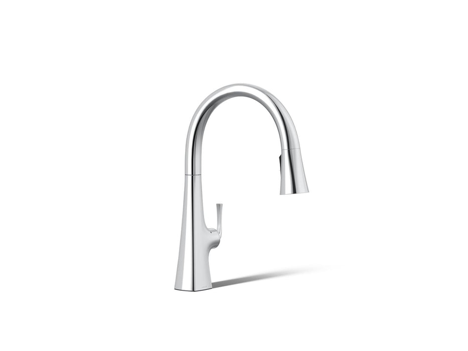 KOHLER K-22068-WB Graze Touchless pull-down kitchen sink faucet with KOHLER Konnect and three-function sprayhead,...