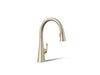 KOHLER K-22068 Graze Touchless pull-down kitchen sink faucet with three-function sprayhead, vibrant brushed bronze