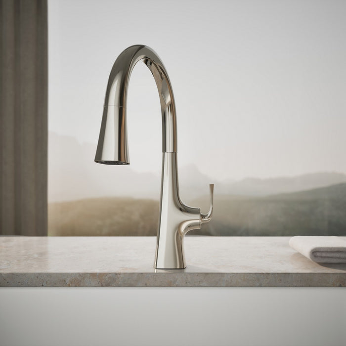 KOHLER K-22068 Graze Touchless pull-down kitchen sink faucet with three-function sprayhead