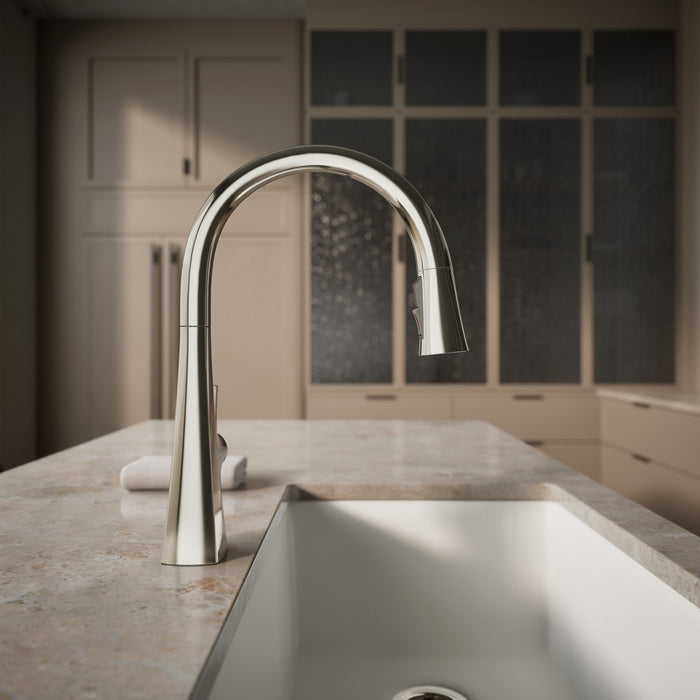 KOHLER K-22068 Graze Touchless pull-down kitchen sink faucet with three-function sprayhead