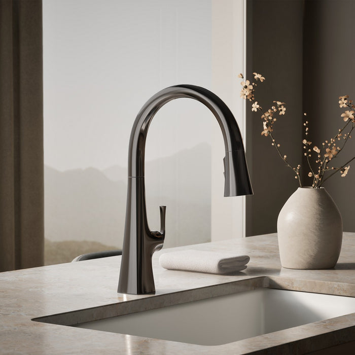 KOHLER K-22068 Graze Touchless pull-down kitchen sink faucet with three-function sprayhead