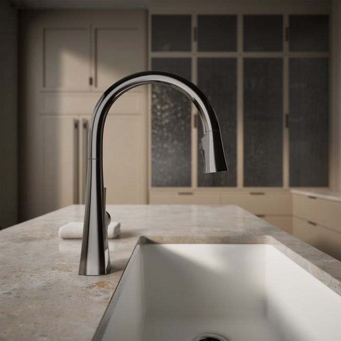 KOHLER K-22068 Graze Touchless pull-down kitchen sink faucet with three-function sprayhead