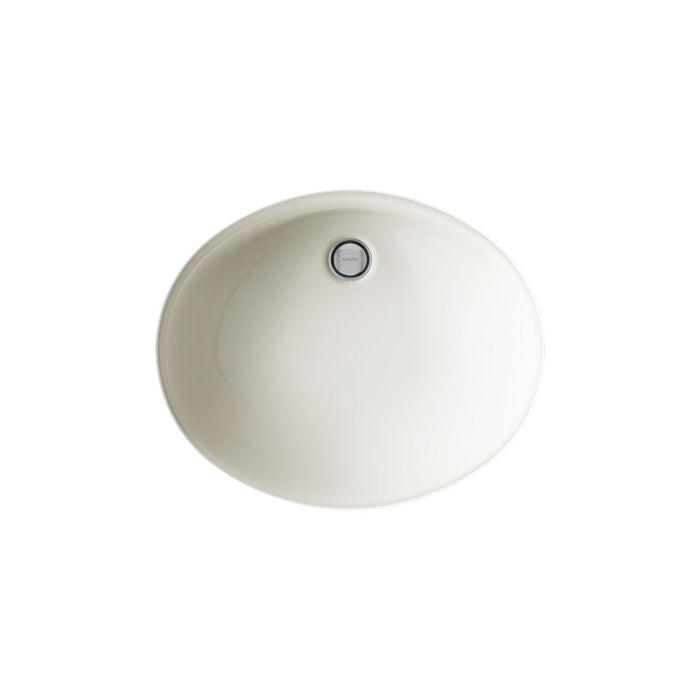 KOHLER K-2210-G Caxton 19-1/4" oval undermount bathroom sink with glazed underside, no overflow, biscuit - view 2