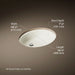 KOHLER K-2210-G Caxton 19-1/4" oval undermount bathroom sink with glazed underside, no overflow, biscuit - view 3