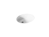 KOHLER K-2210-G Caxton 19-1/4" oval undermount bathroom sink with glazed underside, no overflow, white