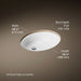 KOHLER K-2210-G Caxton 19-1/4" oval undermount bathroom sink with glazed underside, no overflow, white - view 3