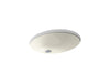 KOHLER K-2211-G Caxton 21-1/4" oval undermount bathroom sink with glazed underside, no overflow, biscuit