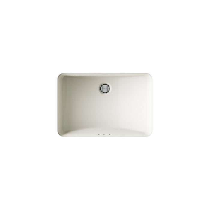 KOHLER K-2214-G Ladena 21" rectangular undermount bathroom sink with glazed underside, no overflow, biscuit - view 3
