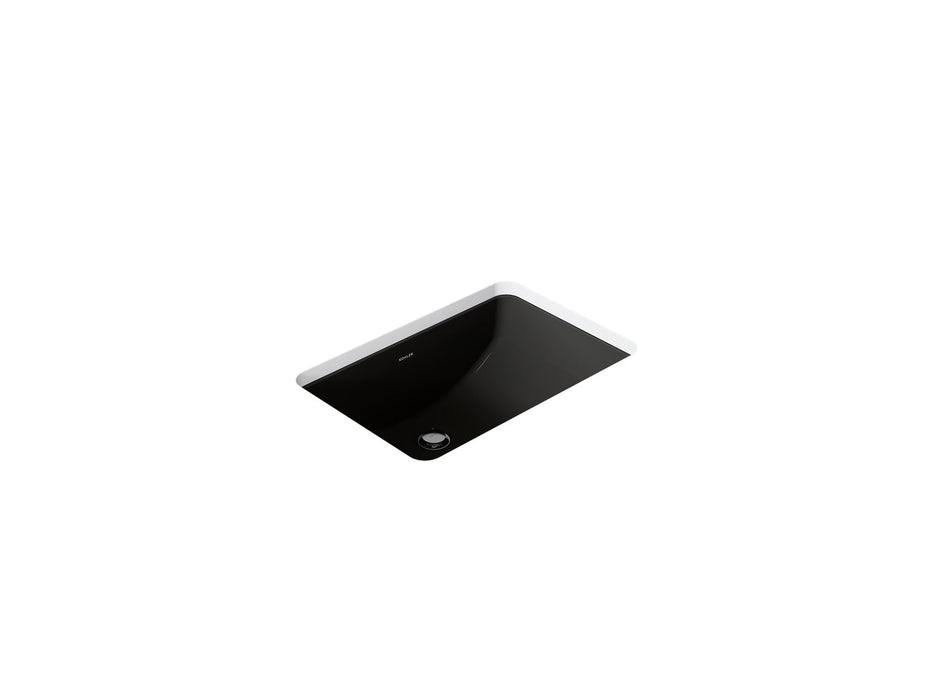 KOHLER K-2214-G Ladena 21" rectangular undermount bathroom sink with glazed underside, no overflow, black black