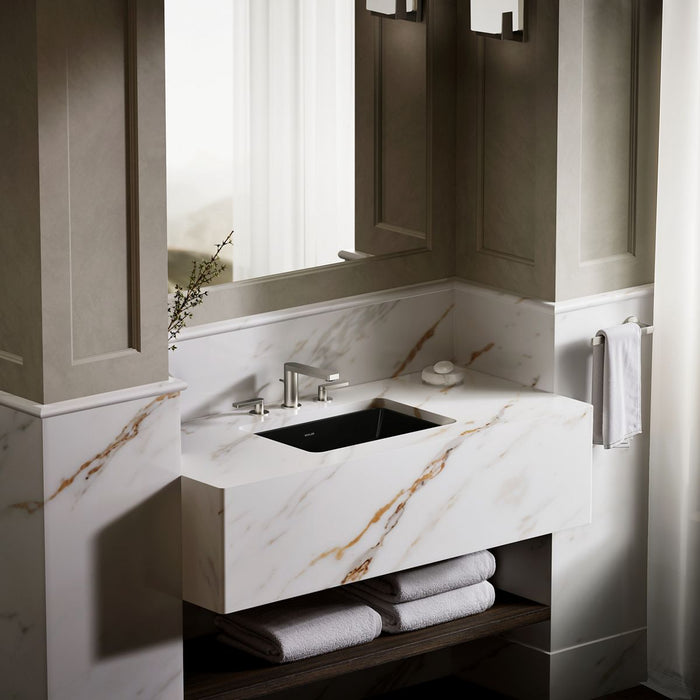 KOHLER K-2214-G Ladena 21" rectangular undermount bathroom sink with glazed underside, no overflow, black black - view 4