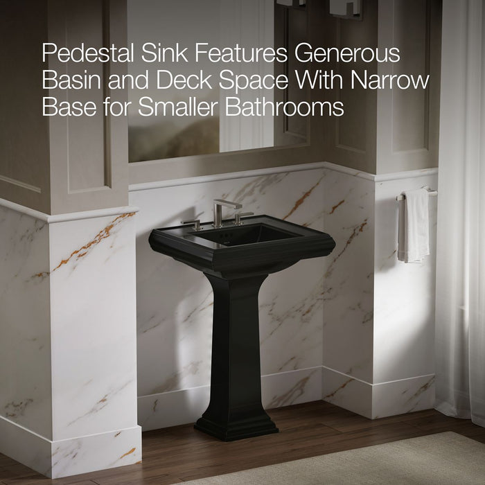 KOHLER K-2238-8 Memoirs 24-1/4" rectangular pedestal bathroom sink, black black - view 3