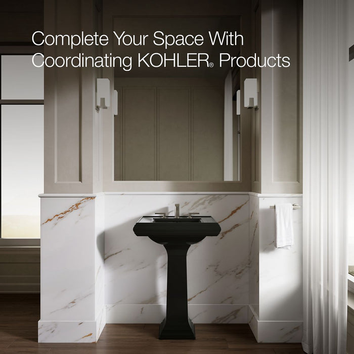 KOHLER K-2238-8 Memoirs 24-1/4" rectangular pedestal bathroom sink, black black - view 5