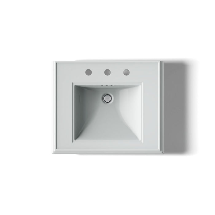 KOHLER K-2238-8 Memoirs 24-1/4" rectangular pedestal bathroom sink, ice grey - view 3