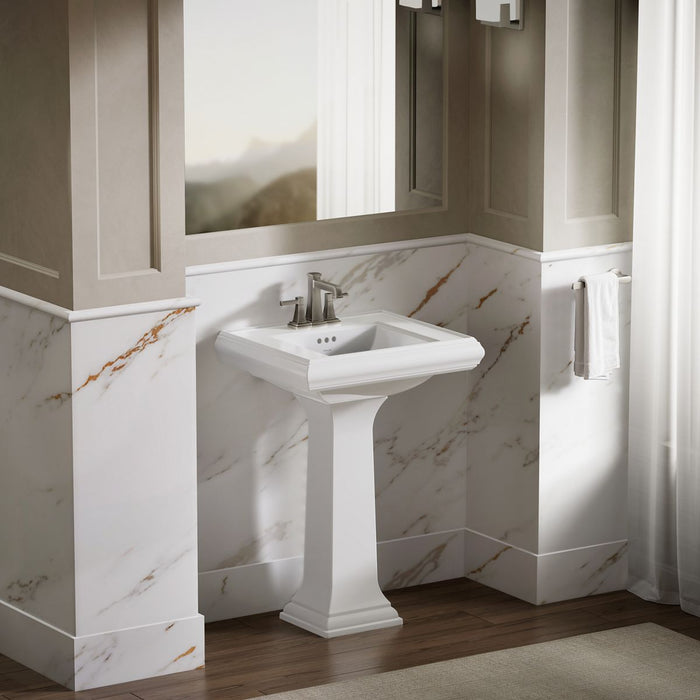 KOHLER K-2239-4 Memoirs Pedestal/console Table Bathroom Sink Basin with 4" Centerset Faucet Holes, white - view 4