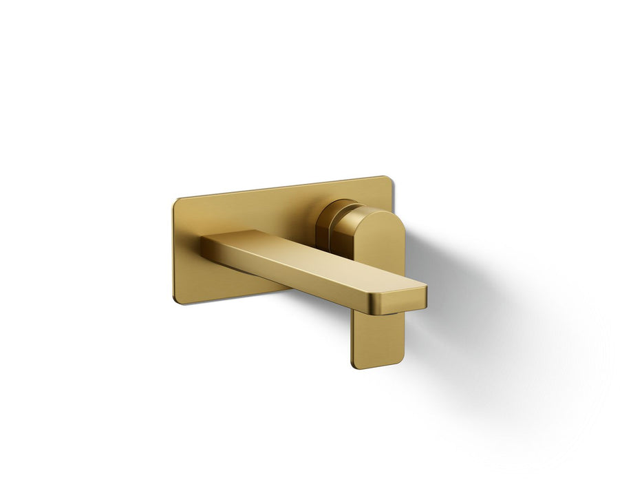 KOHLER K-22567-4 Parallel Wall-mount single-handle bathroom sink faucet, 1.2 gpm, vibrant brushed moderne brass