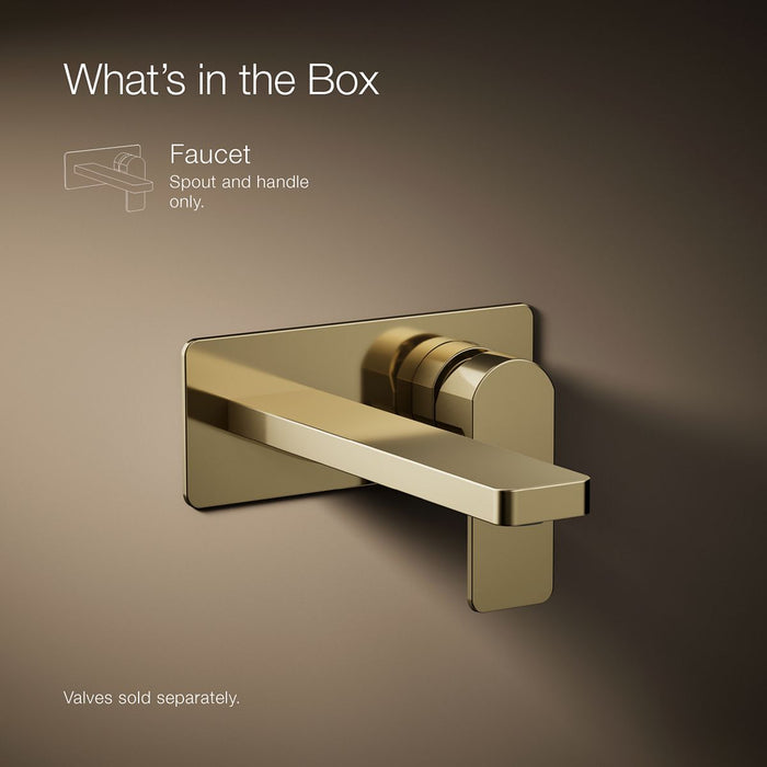 KOHLER K-22567-4 Parallel Wall-mount single-handle bathroom sink faucet, 1.2 gpm, vibrant french gold - view 5