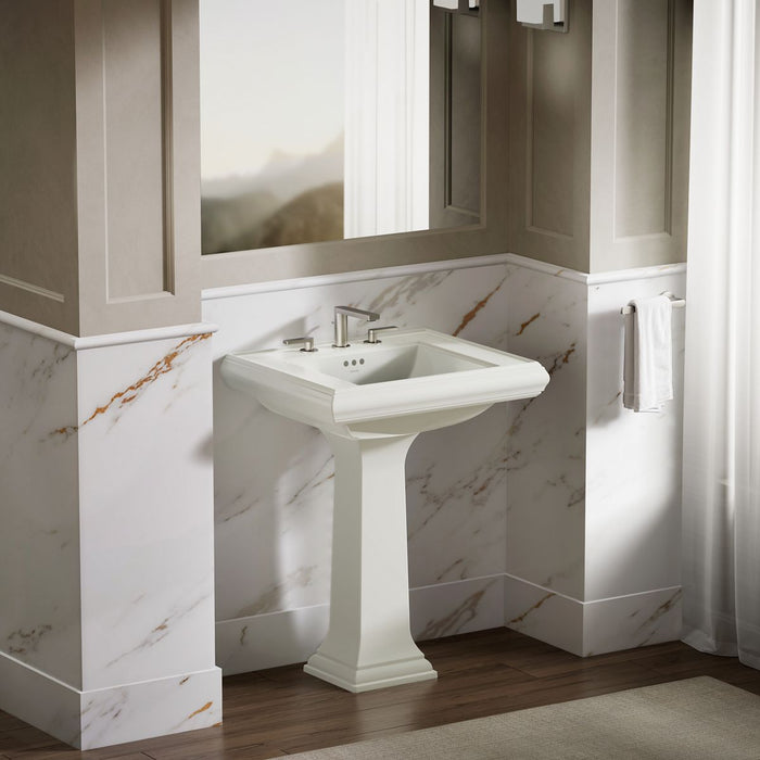 KOHLER Memoirs Pedestal/console table bathroom sink basin with 8" widespread faucet holes