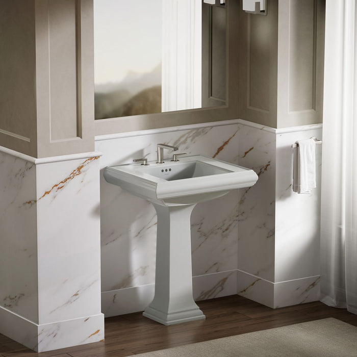 KOHLER Memoirs Pedestal/console table bathroom sink basin with 8" widespread faucet holes
