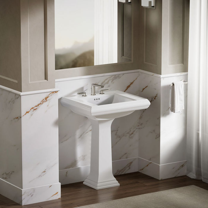 KOHLER Memoirs Pedestal/console table bathroom sink basin with 8" widespread faucet holes