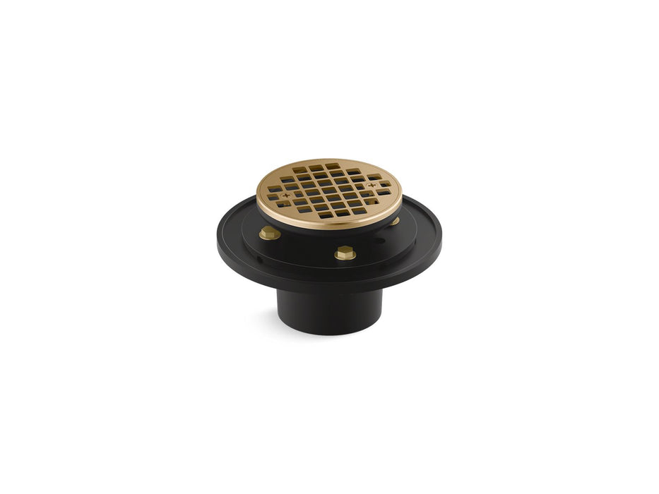 KOHLER K-22671 Clearflo Round brass tile-in shower drain, vibrant brushed moderne brass