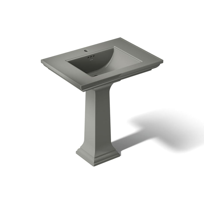 KOHLER K-2268-1 Memoirs Stately 30-3/4" Rectangular Pedestal Bathroom Sink, Thunder Grey - 3/4 view of product