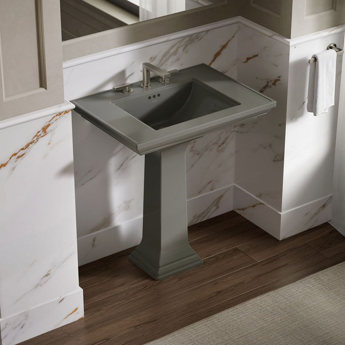KOHLER K-2268-8 Memoirs Stately 30-3/4" Rectangular Pedestal Bathroom Sink, Thunder Grey - image focused on single product st