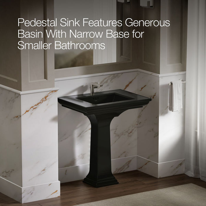 KOHLER K-2268-1 Memoirs 30-3/4" rectangular pedestal bathroom sink, black black - view 4